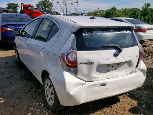 JTDKDTB3XC1501496 - 2012 TOYOTA PRIUS C WHITE photo 3