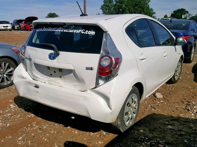 JTDKDTB3XC1501496 - 2012 TOYOTA PRIUS C WHITE photo 4