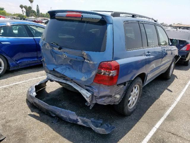 JTEDP21A740008646 - 2004 TOYOTA HIGHLANDER BLUE photo 4