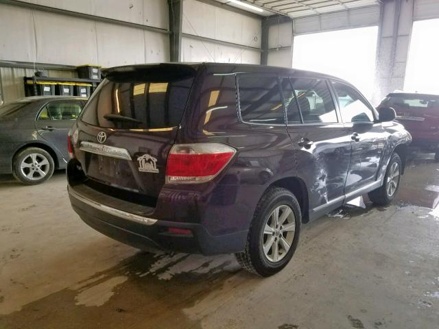 5TDZA3EH7DS035979 - 2013 TOYOTA HIGHLANDER BURGUNDY photo 4