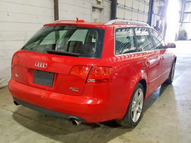 WAUKF78E76A074256 - 2006 AUDI A4 2.0T AV RED photo 4