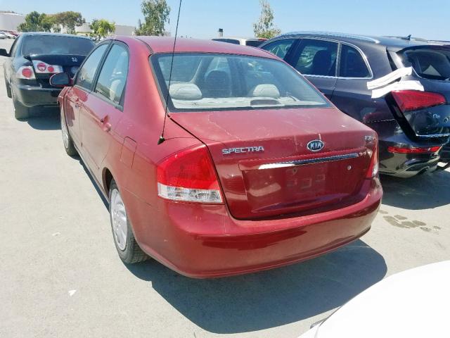 KNAFE221295658400 - 2009 KIA SPECTRA EX RED photo 3