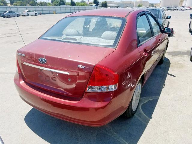 KNAFE221295658400 - 2009 KIA SPECTRA EX RED photo 4