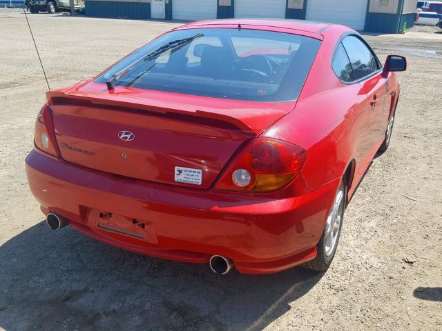 KMHHM65D44U105270 - 2004 HYUNDAI TIBURON RED photo 4