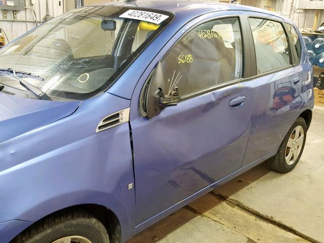 KL1TD66E09B621500 - 2009 CHEVROLET AVEO LS BLUE photo 9