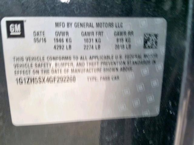 1G1ZH5SX4GF292260 - 2016 CHEVROLET MALIBU PRE GRAY photo 10