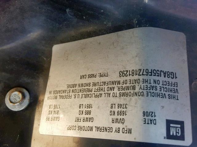 1G8AJ55F67Z181293 - 2007 SATURN ION LEVEL GRAY photo 10