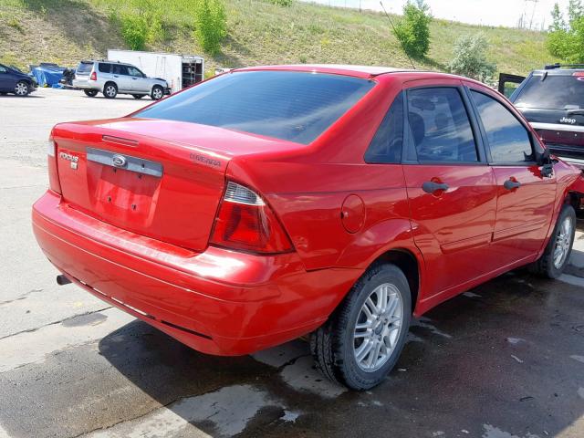 1FAFP34N27W250236 - 2007 FORD FOCUS ZX4 RED photo 4