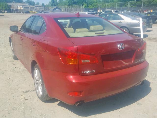 JTHCK262975009996 - 2007 LEXUS IS 250 RED photo 3