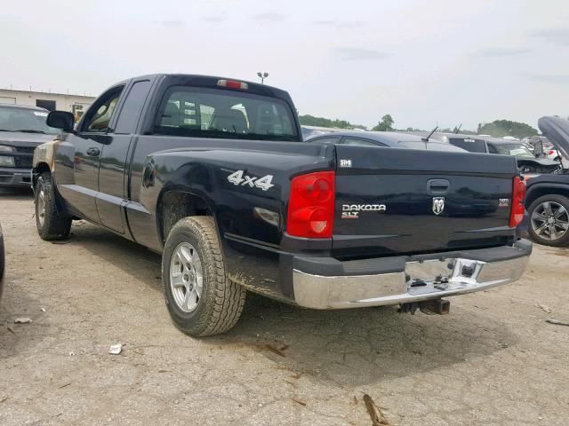 1D7HW42N75S305613 - 2005 DODGE DAKOTA SLT BLACK photo 3