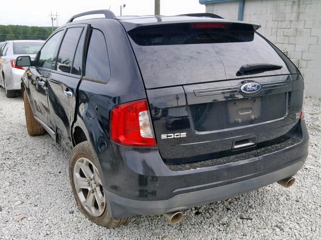 2FMDK4JC2BBB57845 - 2011 FORD EDGE SEL BLACK photo 3