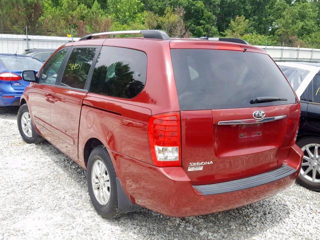 KNDMG4C7XC6499615 - 2012 KIA SEDONA LX RED photo 3