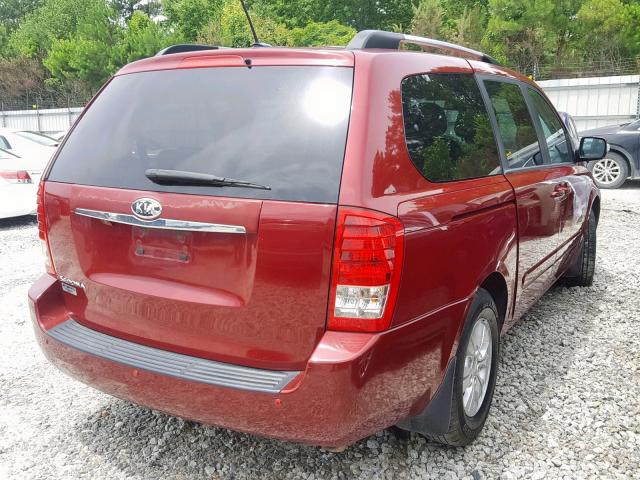 KNDMG4C7XC6499615 - 2012 KIA SEDONA LX RED photo 4