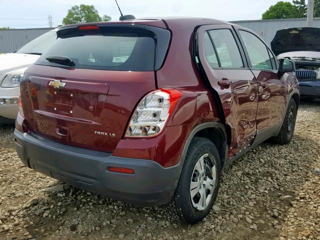 3GNCJKSB2GL249909 - 2016 CHEVROLET TRAX LS BURGUNDY photo 4