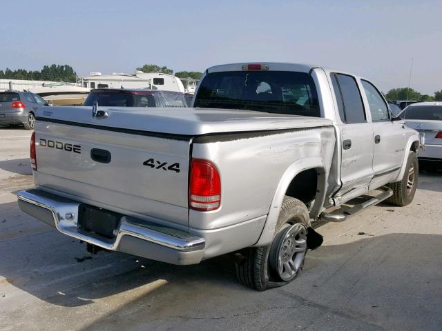 1B7HG48N22S614433 - 2002 DODGE DAKOTA QUA SILVER photo 4