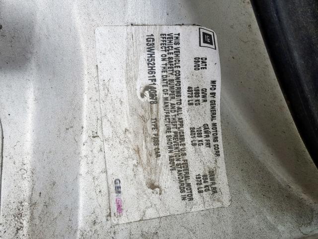 1G3WH52H61F140278 - 2001 OLDSMOBILE INTRIGUE G SILVER photo 10