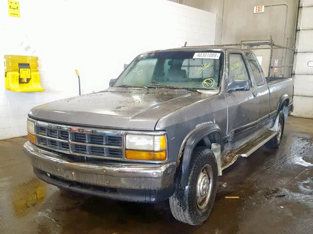 1B7GG23XXPS210943 - 1993 DODGE DAKOTA GRAY photo 2