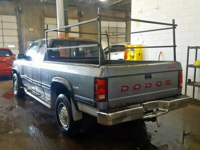 1B7GG23XXPS210943 - 1993 DODGE DAKOTA GRAY photo 3