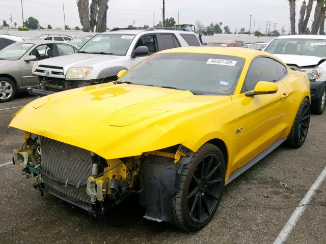 1FA6P8CF8F5430803 - 2015 FORD MUSTANG GT YELLOW photo 2