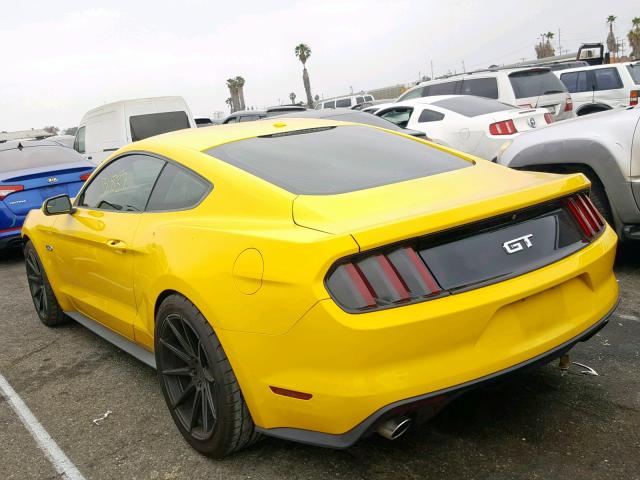 1FA6P8CF8F5430803 - 2015 FORD MUSTANG GT YELLOW photo 3