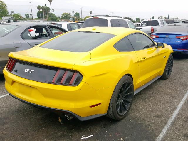 1FA6P8CF8F5430803 - 2015 FORD MUSTANG GT YELLOW photo 4