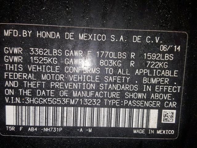 3HGGK5G53FM713232 - 2015 HONDA FIT LX BLACK photo 10