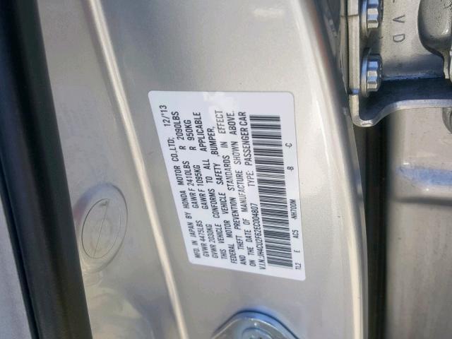 JH4CU2F62EC004807 - 2014 ACURA TSX TECH SILVER photo 10