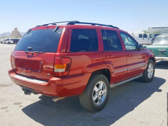 1J8GW68J64C286382 - 2004 JEEP GRAND CHER RED photo 4