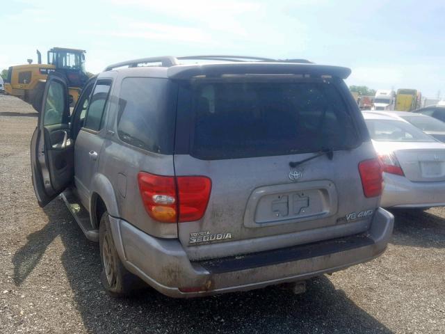 5TDBT48A71S003335 - 2001 TOYOTA SEQUOIA LI GRAY photo 3