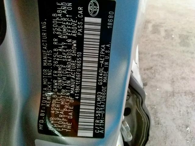 4T1BK1EB6FU166510 - 2015 TOYOTA AVALON XLE TAN photo 10