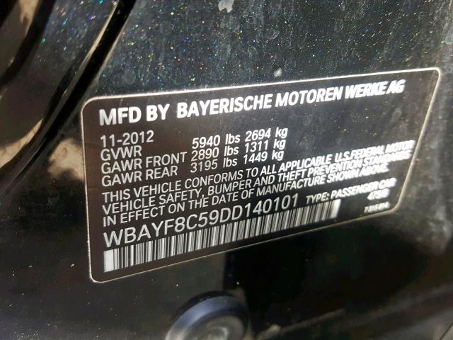 WBAYF8C59DD140101 - 2013 BMW 750 LXI BLACK photo 10
