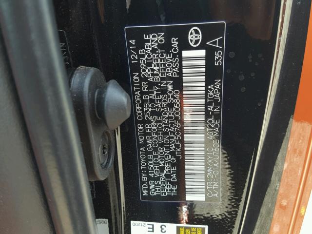 JTKJF5C76FJ005840 - 2015 TOYOTA SCION TC 双色 照片 10