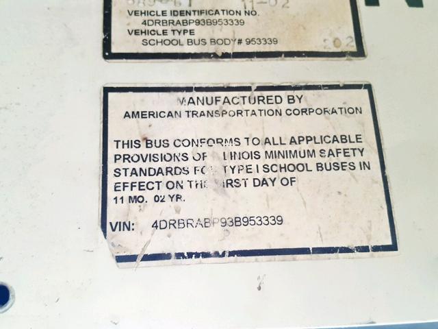4DRBRABP93B953339 - 2003 IC CORPORATION 3000 黄色 照片 10