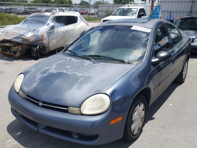 1B3ES46C51D246286 - 2001 DODGE NEON SE BLUE photo 2