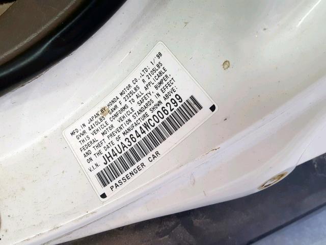 JH4UA3644WC006299 - 1998 ACURA 3.2TL WHITE photo 10