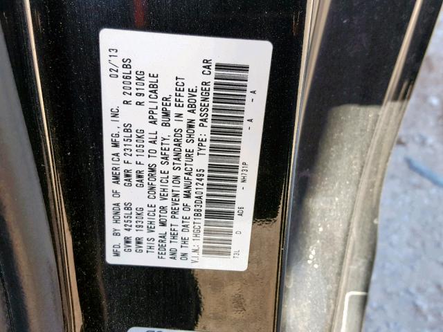 1HGCT1B83DA012495 - 2013 HONDA ACCORD EXL BLACK photo 10