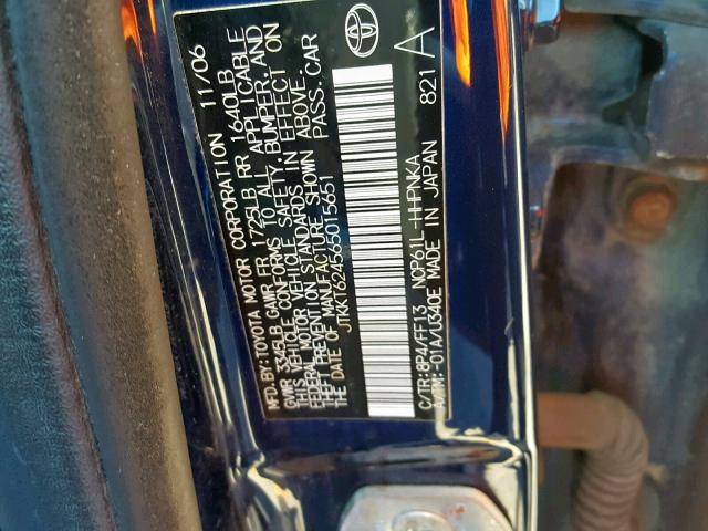 JTKKT624565015651 - 2006 TOYOTA SCION XA BLUE photo 10