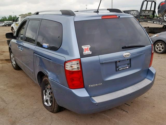 KNDMG4C39A6338599 - 2010 KIA SEDONA LX BLUE photo 3