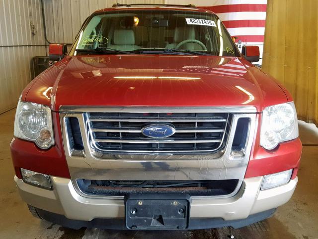 1FMEU74E87UB55743 - 2007 FORD EXPLORER E BURGUNDY photo 9