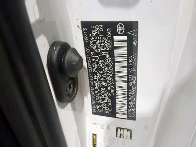 JTKJF5C71E3079573 - 2014 TOYOTA SCION TC თეთრი ფოტო 10