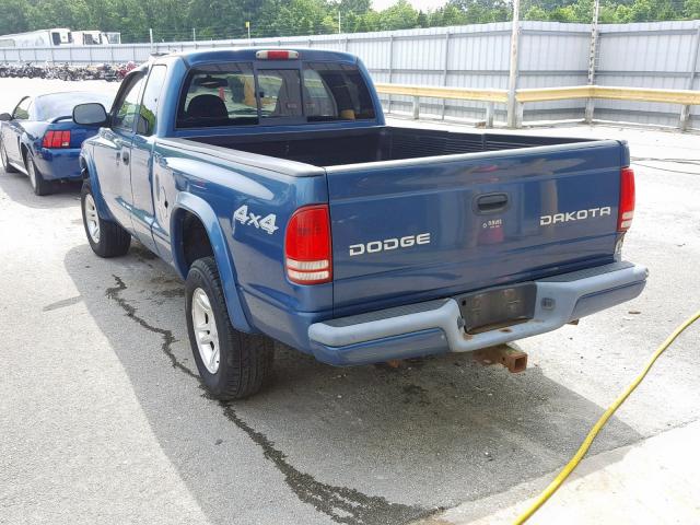 1D7HG32N04S749227 - 2004 DODGE DAKOTA SPO BLUE photo 3