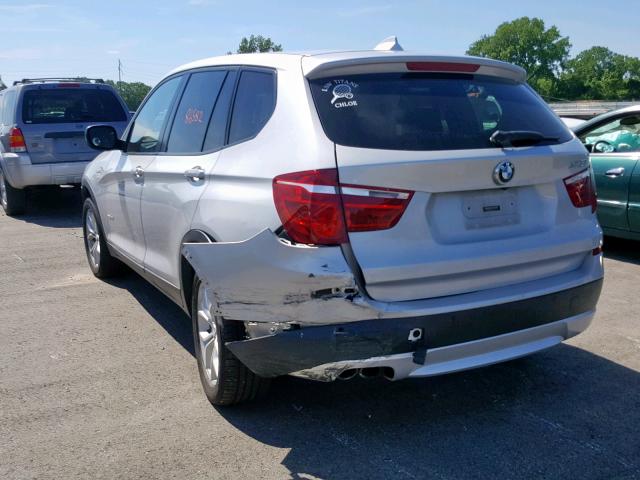 5UXWX7C58DL979811 - 2013 BMW X3 XDRIVE3 SILVER photo 3