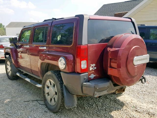 5GTDN13E178173174 - 2007 HUMMER H3 BURGUNDY photo 3