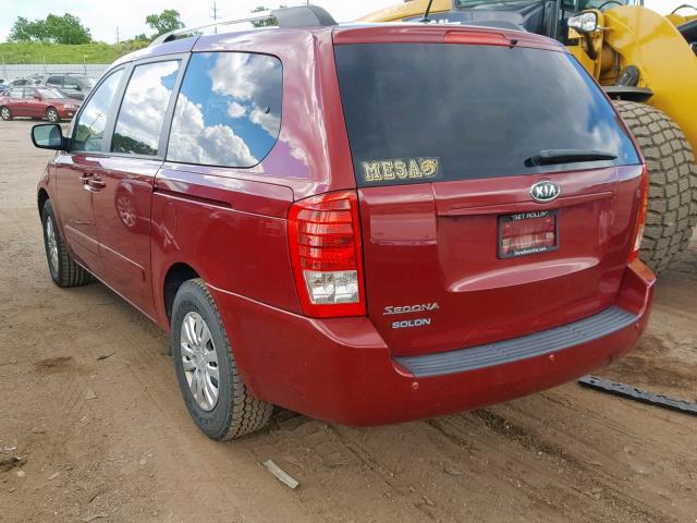 KNDMG4C76C6467129 - 2012 KIA SEDONA LX RED photo 3