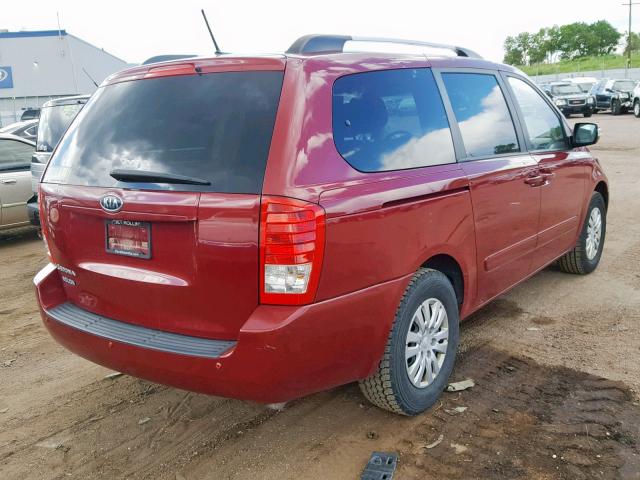 KNDMG4C76C6467129 - 2012 KIA SEDONA LX RED photo 4