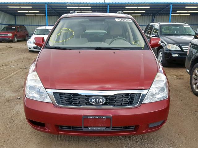 KNDMG4C76C6467129 - 2012 KIA SEDONA LX RED photo 9