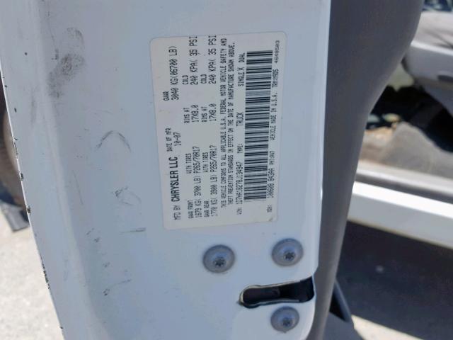 1D7HA18278J134947 - 2008 DODGE RAM 1500 S WHITE photo 10