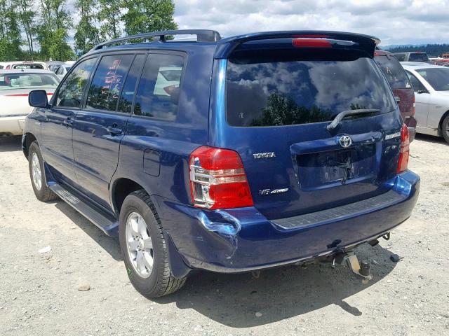 JTEHF21A730155777 - 2003 TOYOTA HIGHLANDER BLUE photo 3