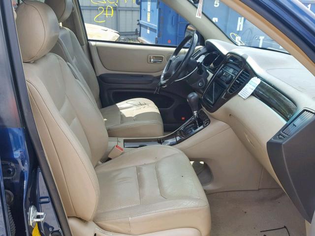 JTEHF21A730155777 - 2003 TOYOTA HIGHLANDER BLUE photo 5