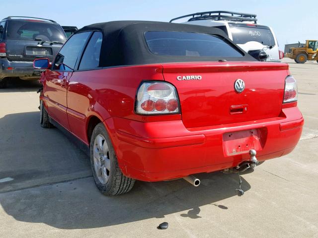 3VWDC21V82M802484 - 2002 VOLKSWAGEN CABRIO GLX RED photo 3